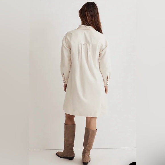 MADEWELL Mini Shirtdress, Corduroy, White/Cream, XXS - Picture 4 of 13